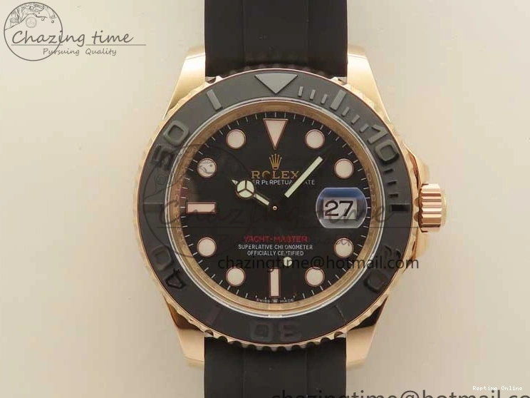 0405 Yacht-Master 126655 RG 3EF 1:1 Best Edition Black Ceramic Bezel on Black Rubber Strap VS Reliable 2488